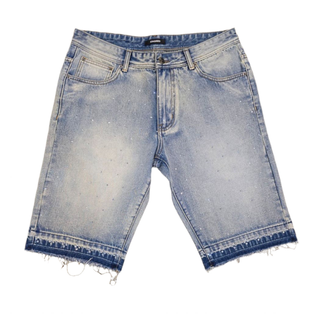Kindred Rhinestone Denim Shorts - Blue