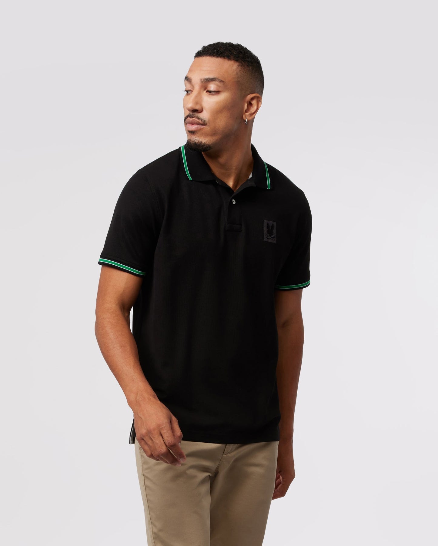 Psycho Bunny Mens Yorkville Embroidered Pique Polo - Black