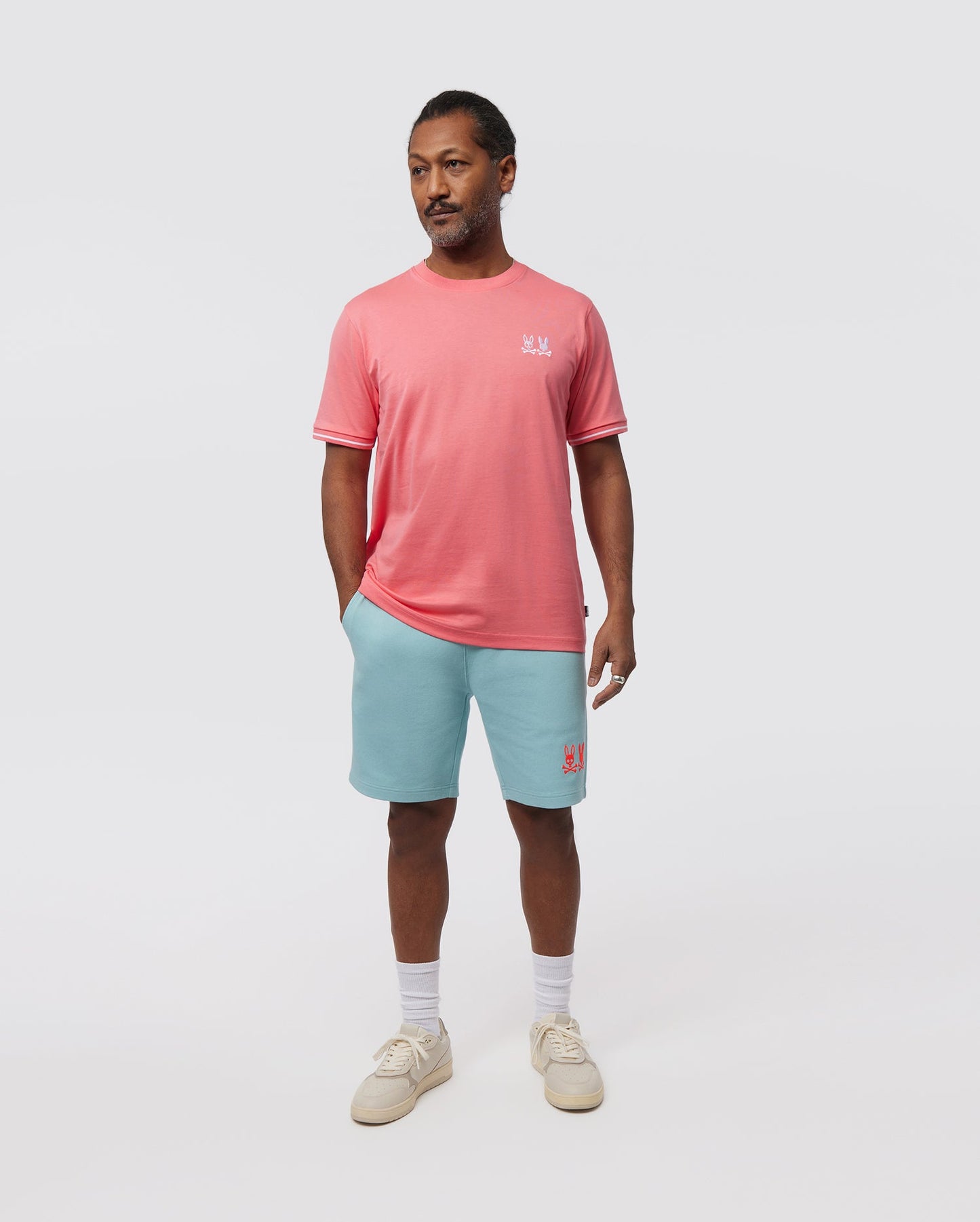 Psycho Bunny Kingwood Embroidered Twin Bunny Tee - Grapefruit