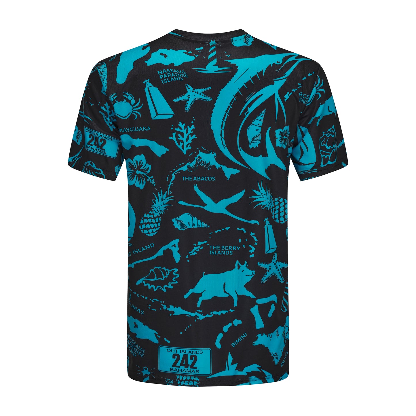 The Paradise Club Crewneck Tee - Black/Aqua