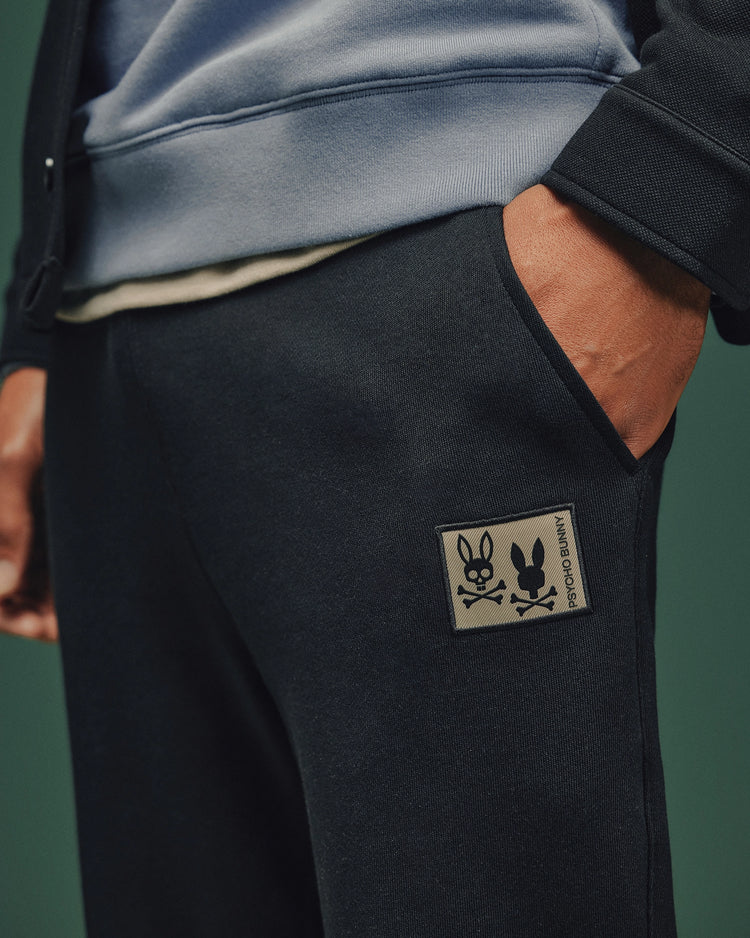Psycho Bunny Munroe Twill Patch Fleece Sweatpants - Black