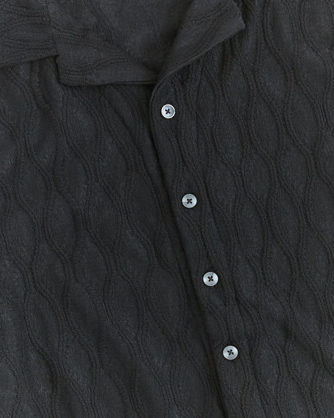 Reason Jacquard Textured Knit Button Down Shirt - Black