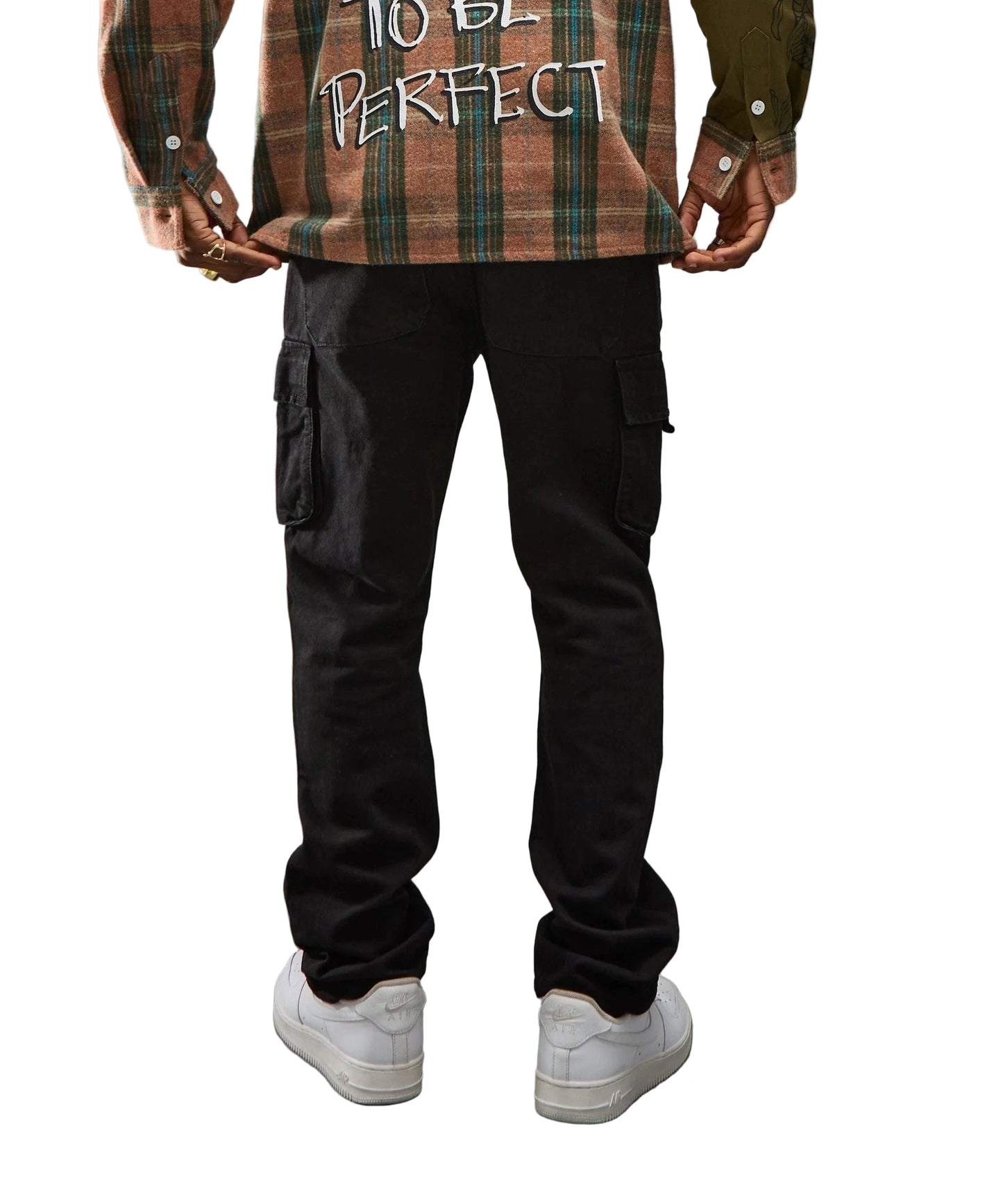 Reason Cargo Pocket Denim Pants - Black