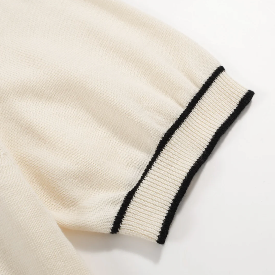 The Premium Salvador Knit Polo - Cream & Black