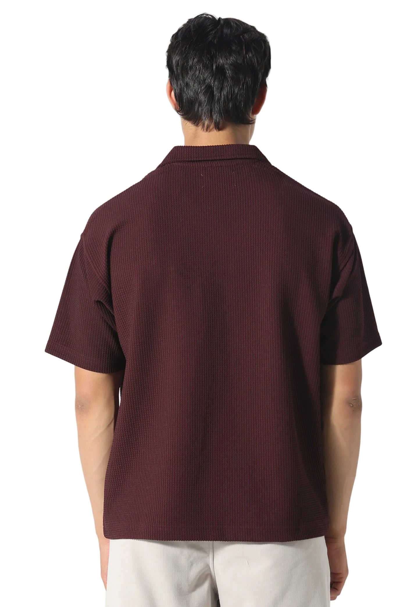 Pas De Monaco Waffle Polo - Deep Maroon