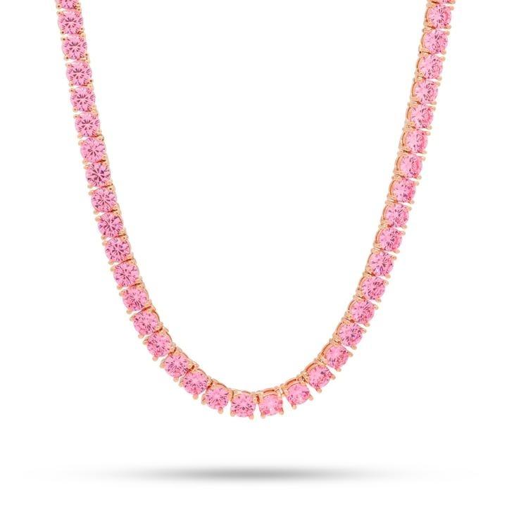 King Ice 5mm Pink CZ Single Row Tennis Chain
