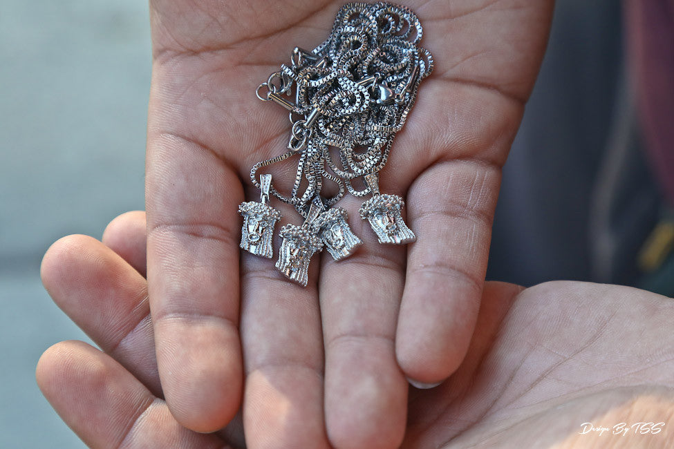 Golden Gilt Extra Mini Jesus Piece in Silver