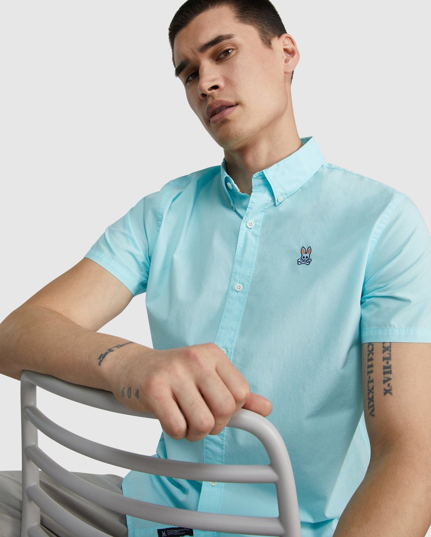 Psycho Bunny Mens Spalding Short Sleeved Sport Shirt - Seascape