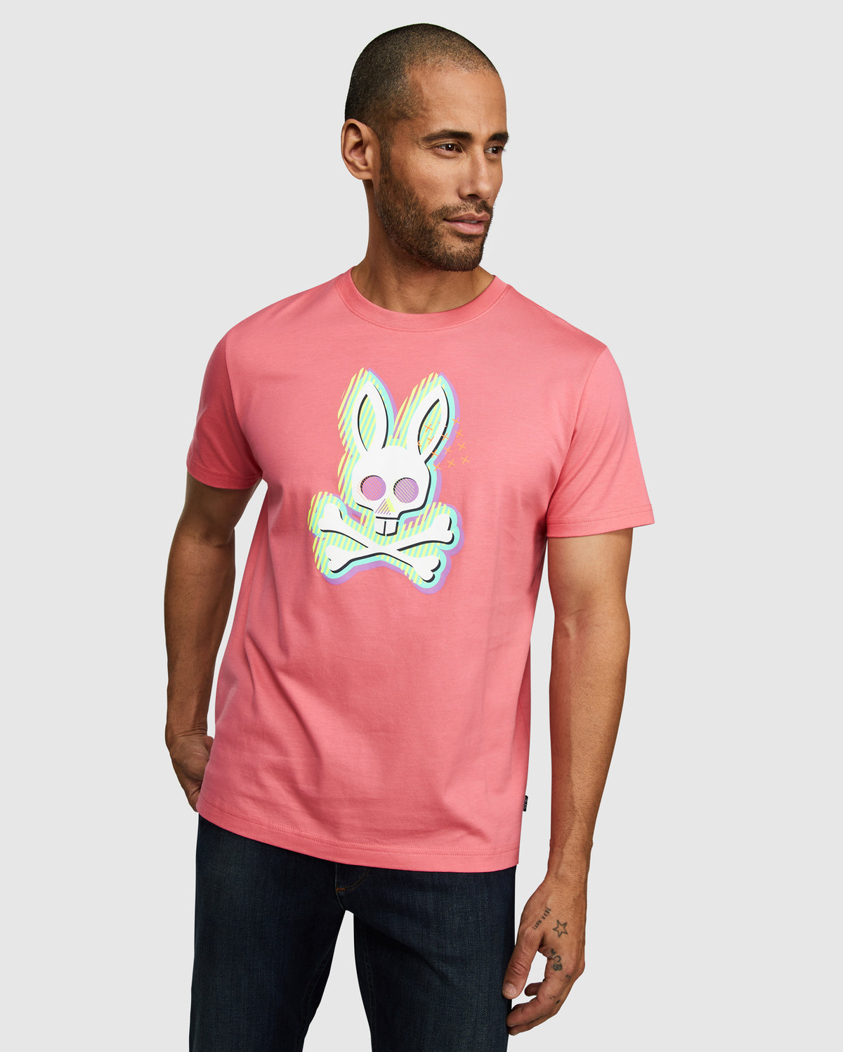 Psycho Bunny Mens Ethan Deco Bunny Tee - Rose Quartz