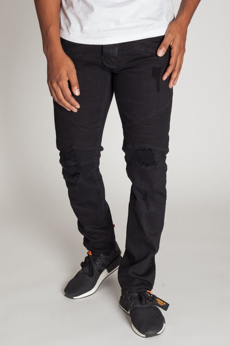 KDNK Destroyed Moto Jeans (Black)