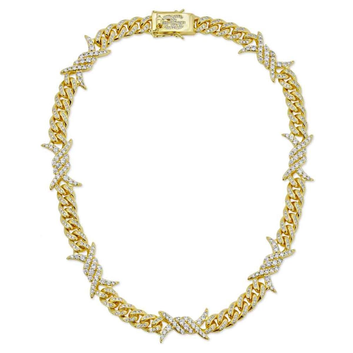 Gold Gods 12MM 18" Gold Diamond Barbwire Cuban Chain