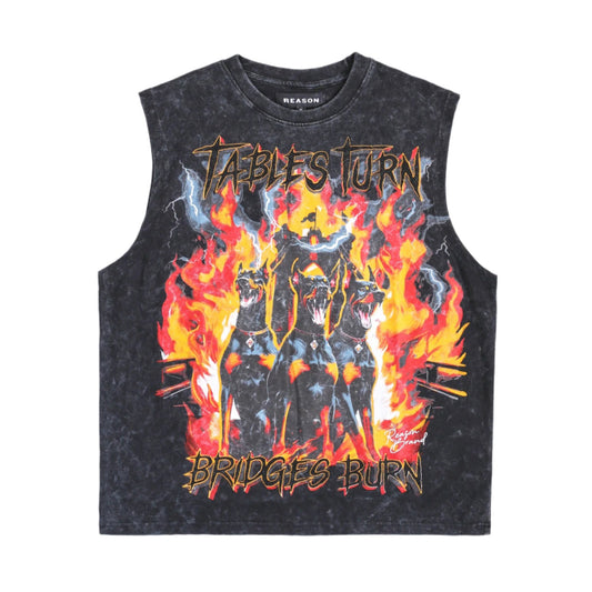 Reason Bridges Burn Cutoff Tee - Acid Wash