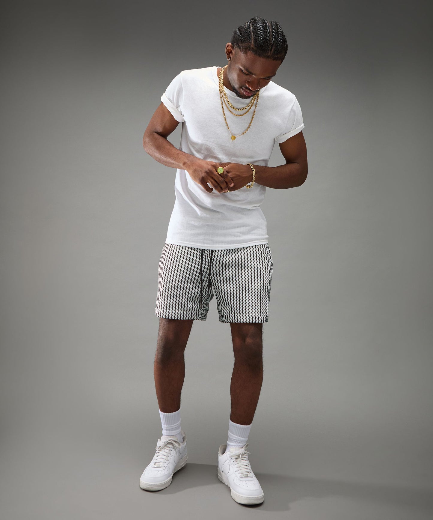 Reason Knit Shorts - B&W Stripe