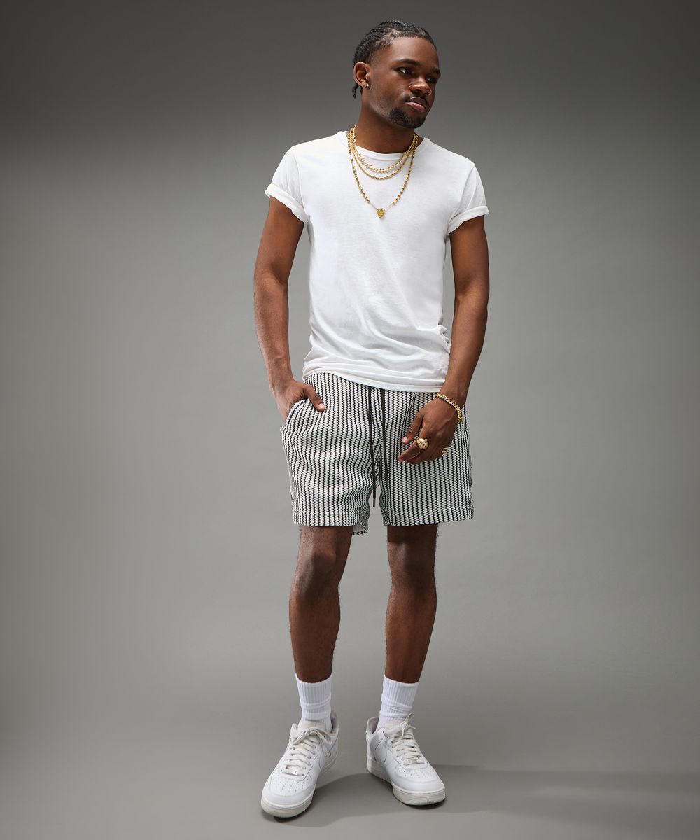 Reason Knit Shorts - B&W Stripe