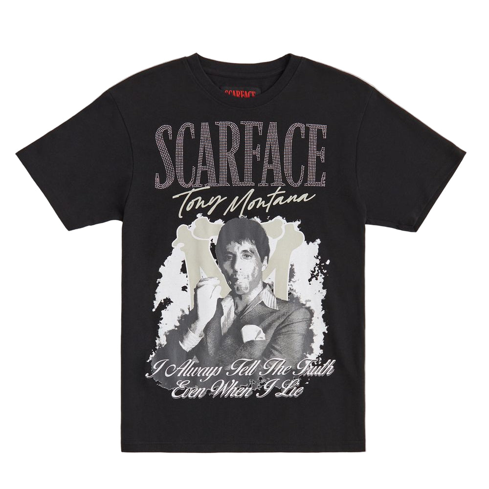 Reason Scarface Truth Rhinestone Tee - Black