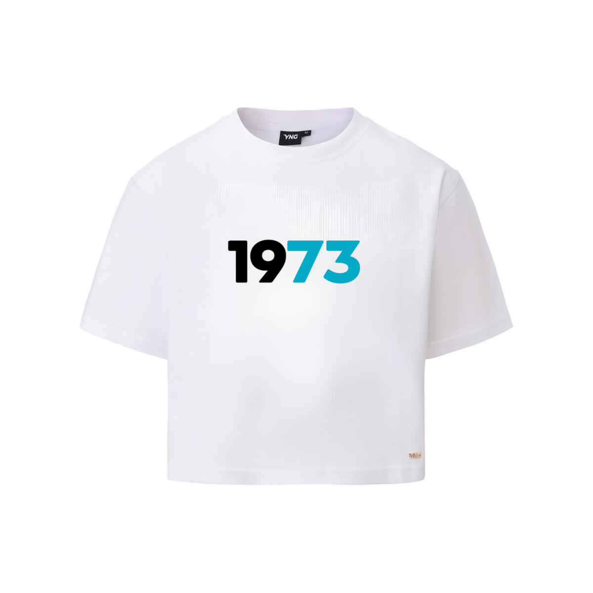 The 1973 Collection Greatness Female Cropped Tee - White & Aqua