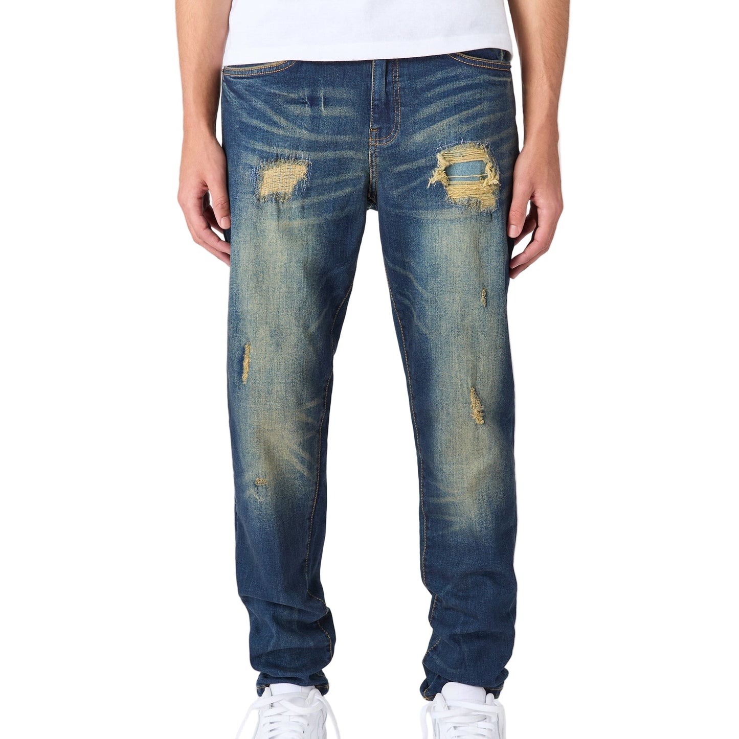 Reason Rip & Repair Denim Pants - Dark Blue