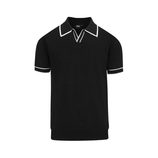 The Premium Knoir Knit Polo - Black & White