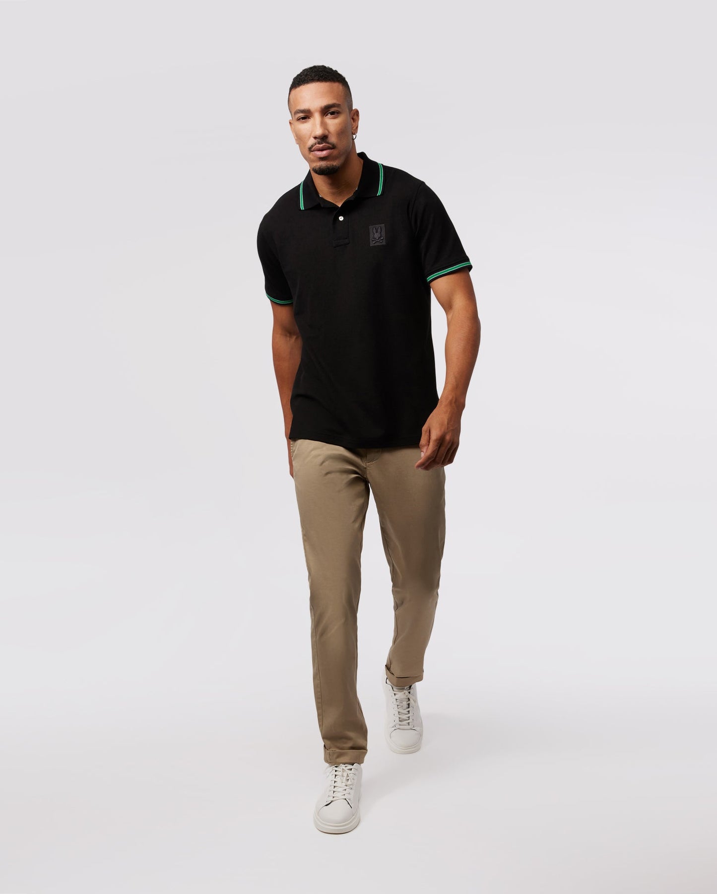 Psycho Bunny Mens Yorkville Embroidered Pique Polo - Black