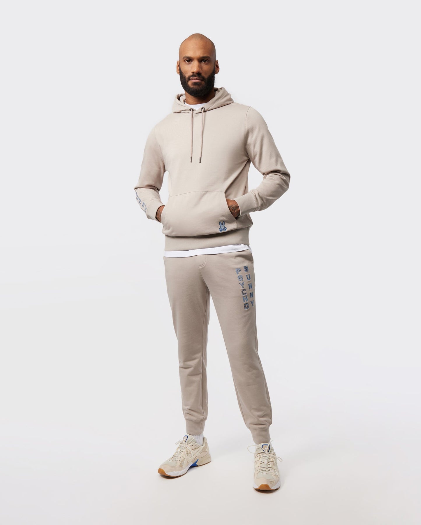 Psycho Bunny Mens Dammes Popover Hoodie - Sandstone
