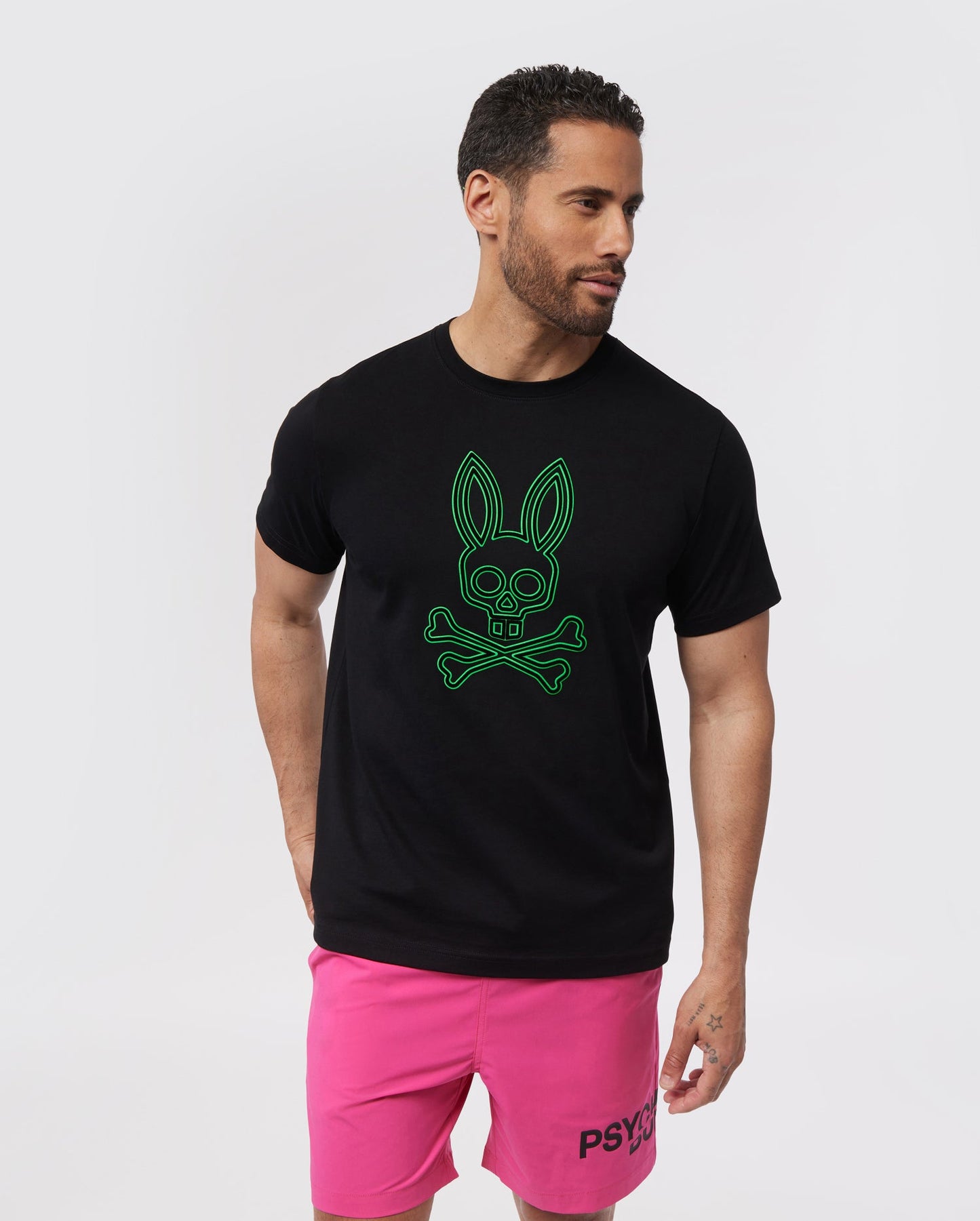 Psycho Bunny Mens Dixon Flocking Graphic Tee - Black