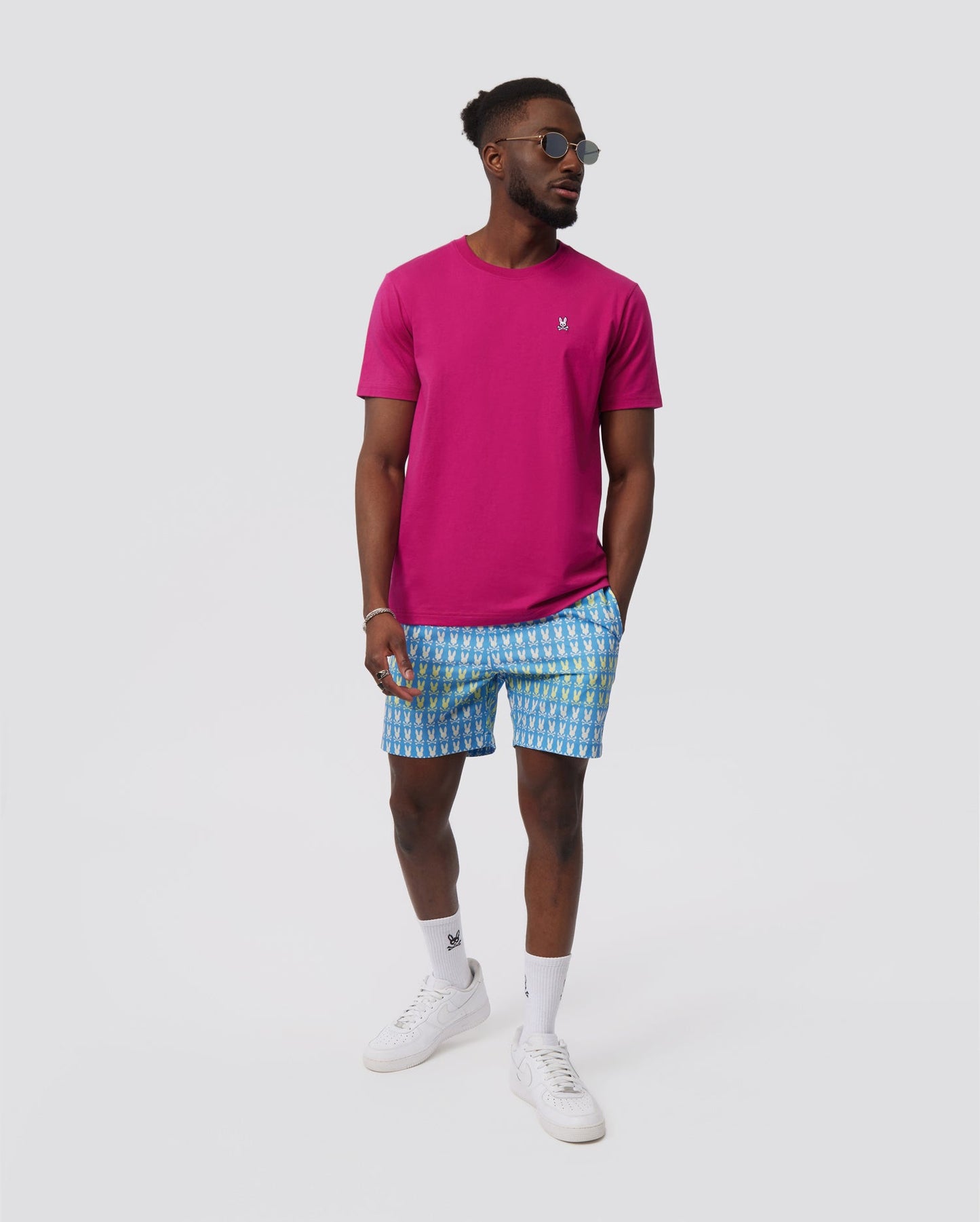 Psycho Bunny Mens Barker All Over Print Swim Shorts - Cool Blue