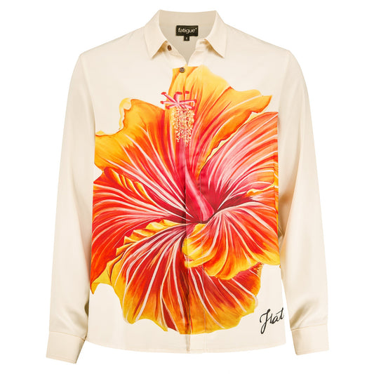 Fatigue Hibiscus Long Sleeved Silk Shirt