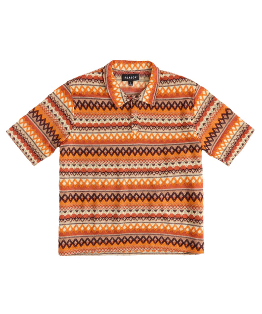 Reason Jacquard Polo Shirt - Sunset