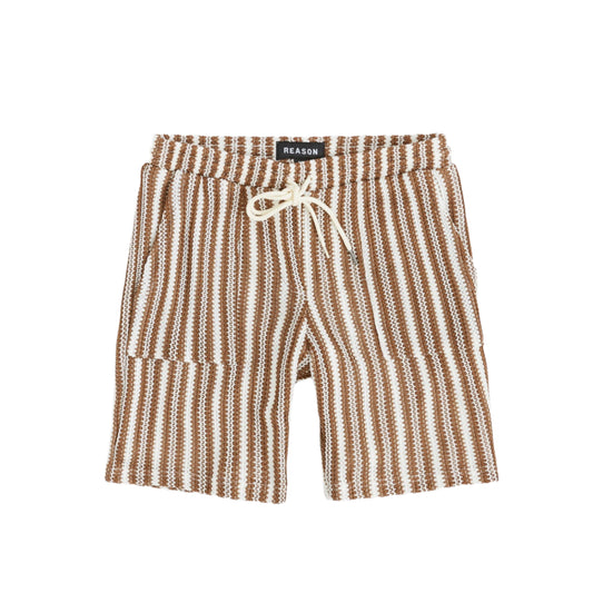 Reason Striped Knit Shorts - Tan