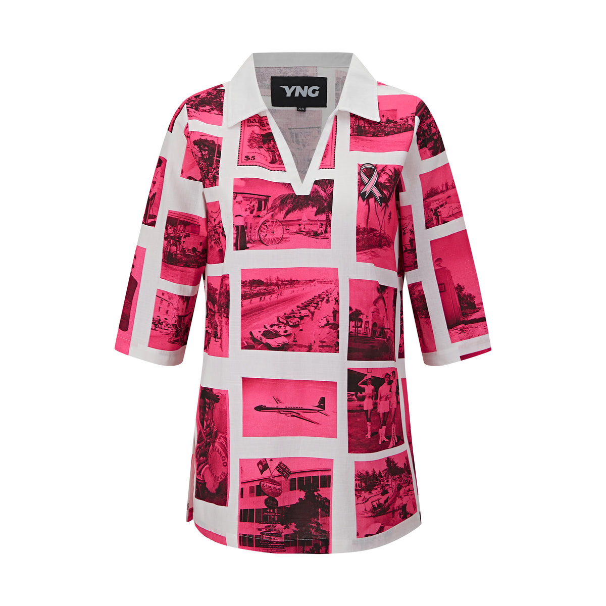 The Coyaba Classic Collared Tunic (Breast Cancer Awareness) - White