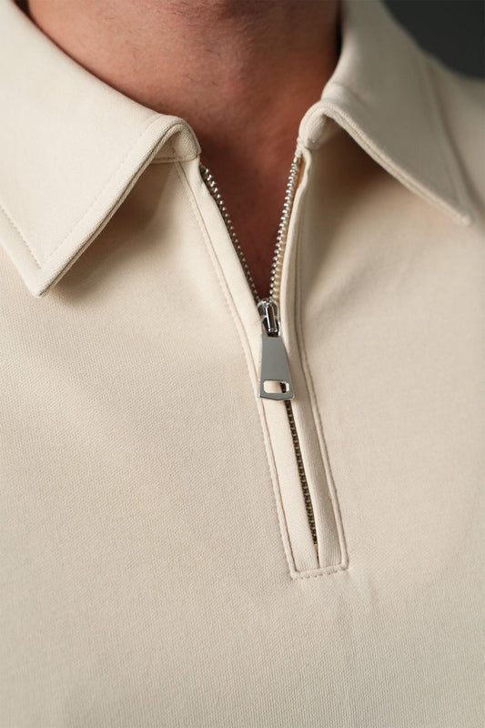 IKAO Solid Quarter Zip Top - Beige