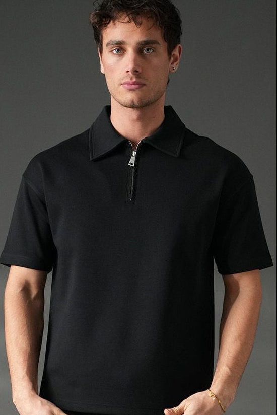 IKAO Solid Quarter Zip Top - Black