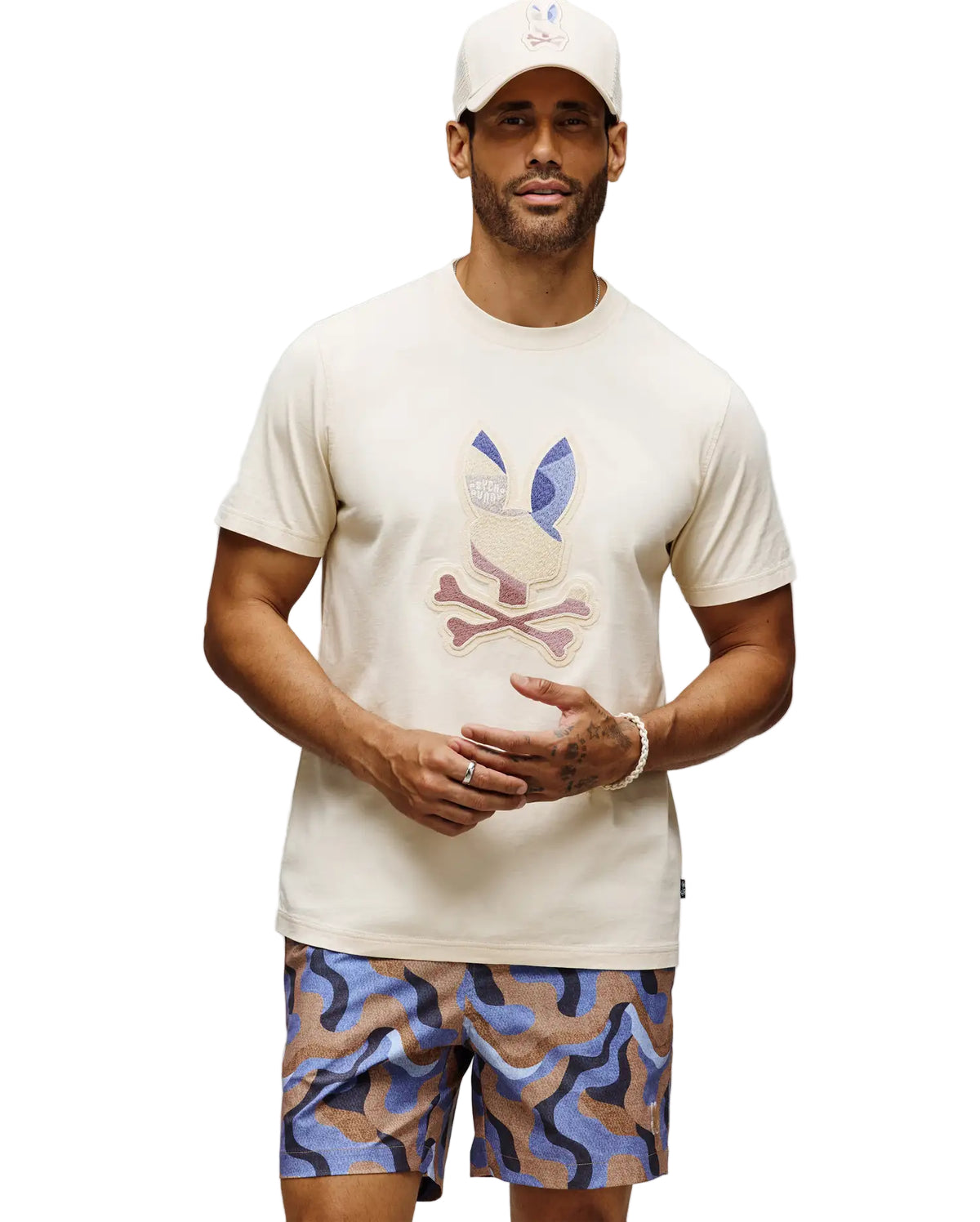 Psycho Bunny Dante Graphic Tee - White Cap Grey