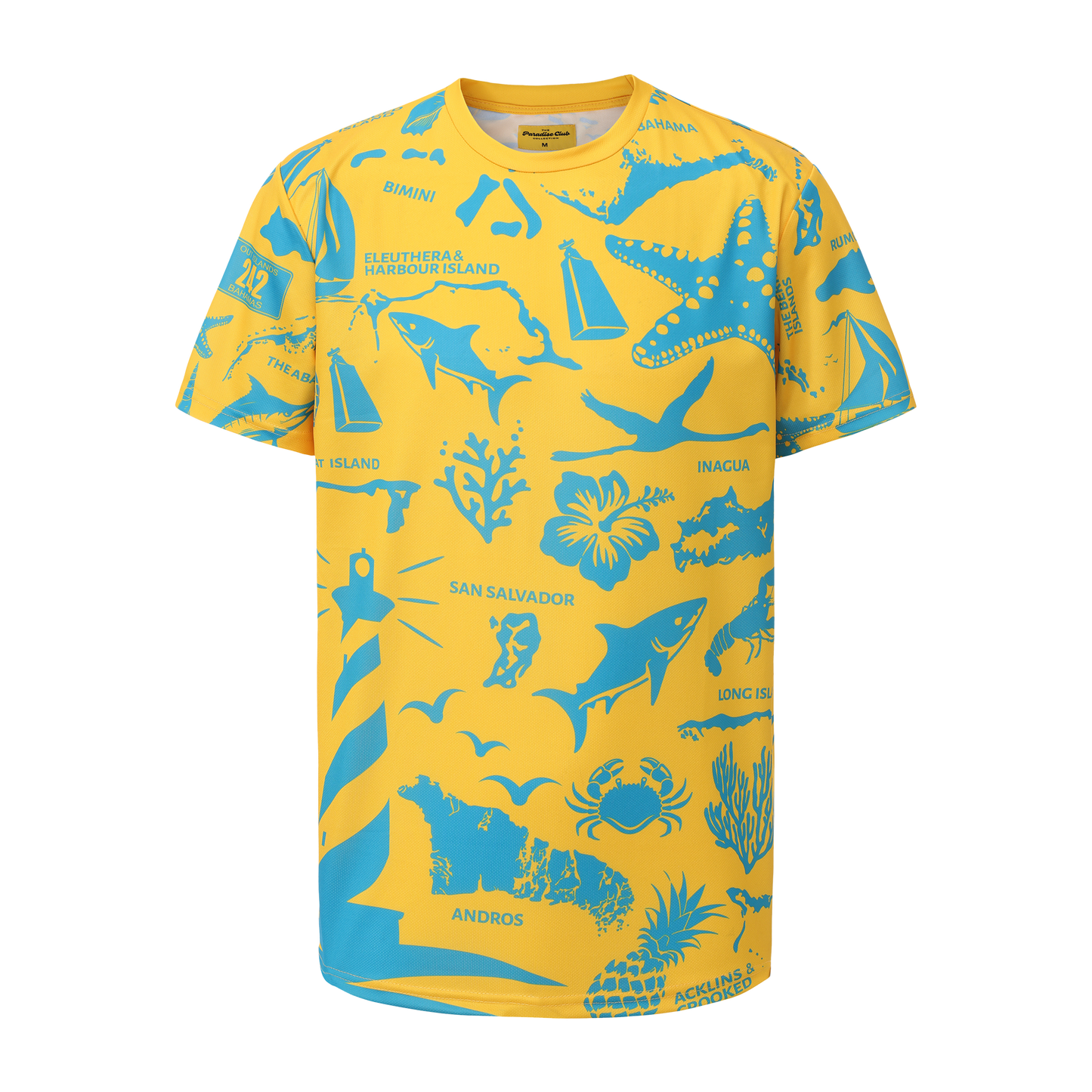 The Paradise Club Crewneck Tee - Yellow/Aqua