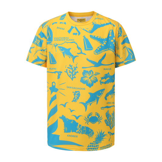 The Paradise Club Crewneck Tee - Yellow/Aqua