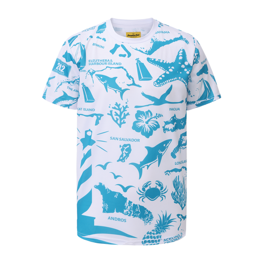 The Paradise Club Crewneck Tee - White/Aqua