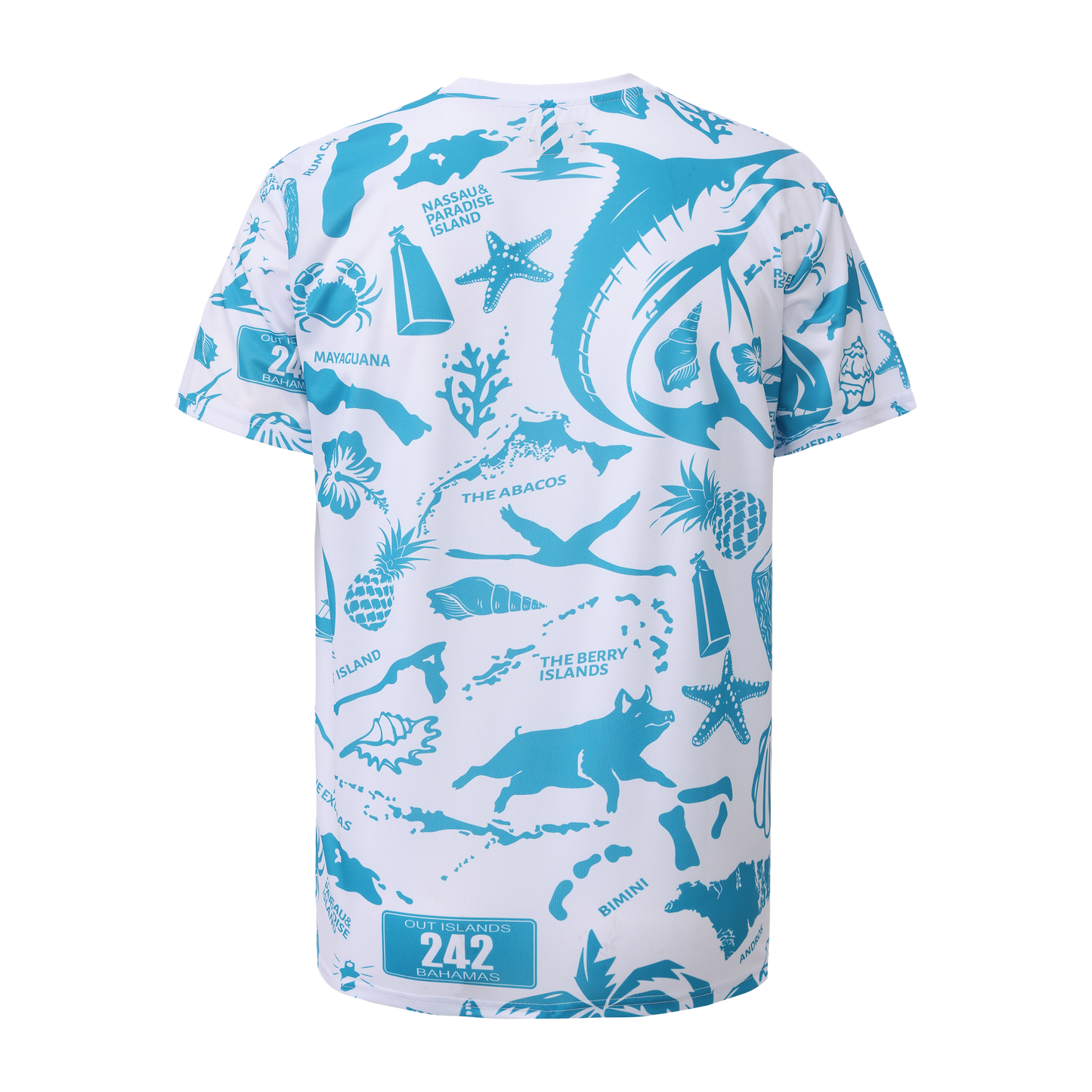 The Paradise Club Crewneck Tee - White/Aqua