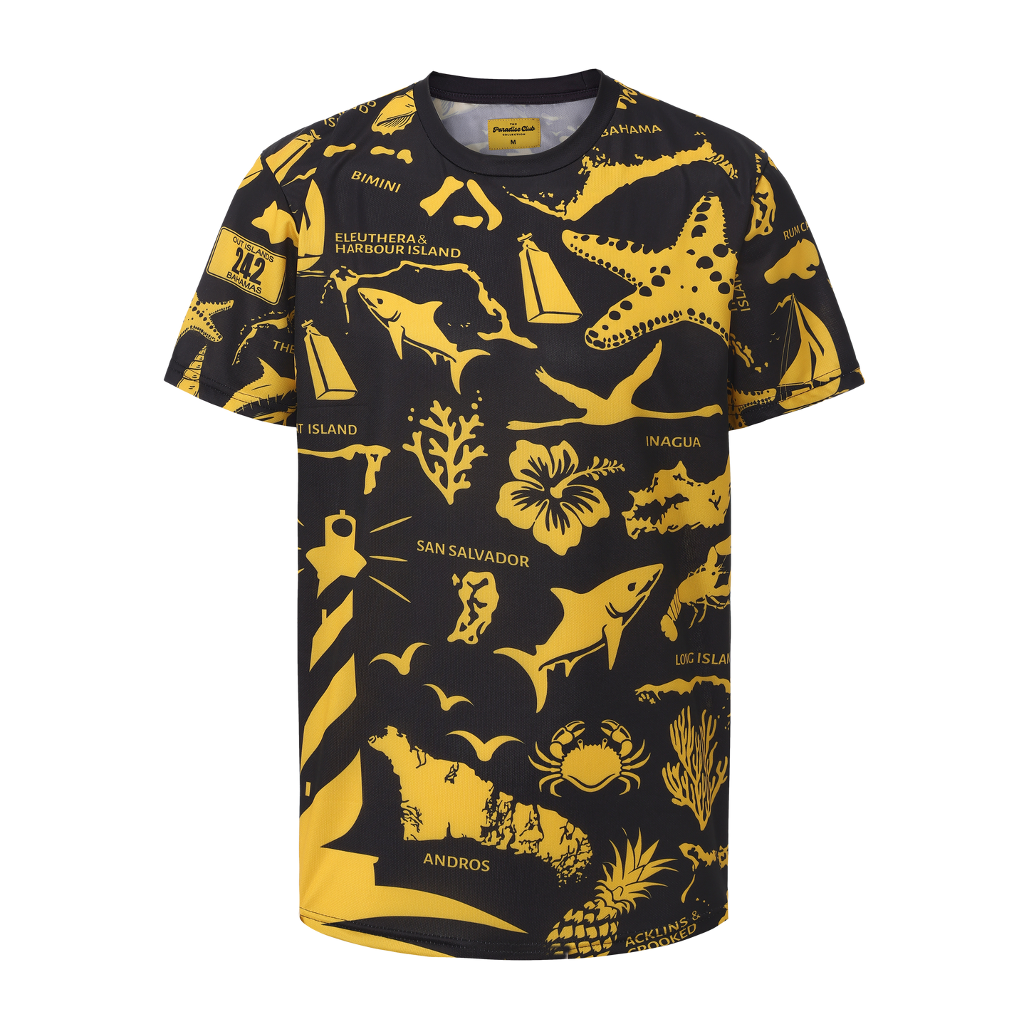 The Paradise Club Crewneck Tee - Black/Yellow