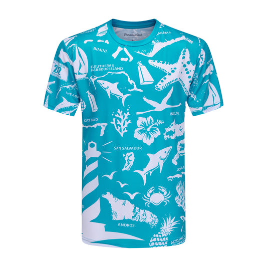 The Paradise Club Crewneck Tee - Aqua/White