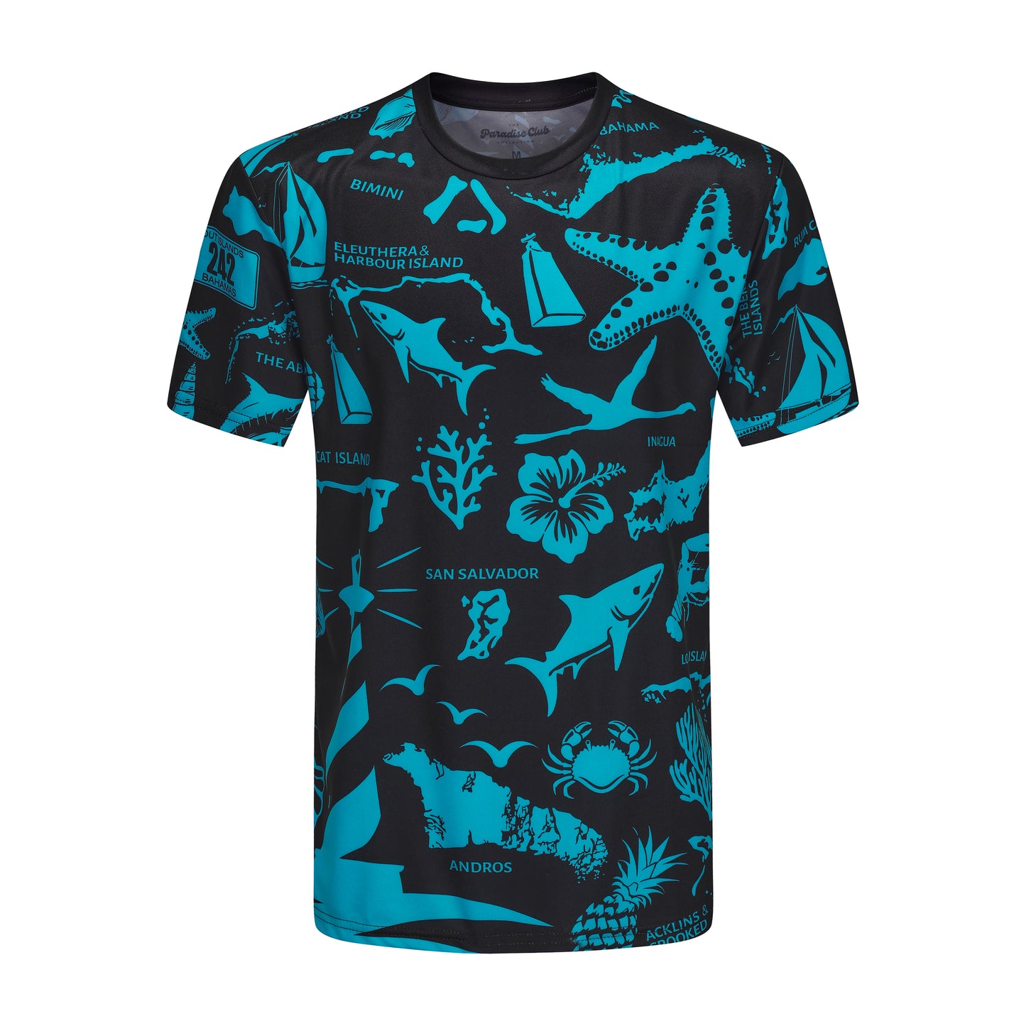 The Paradise Club Crewneck Tee - Black/Aqua