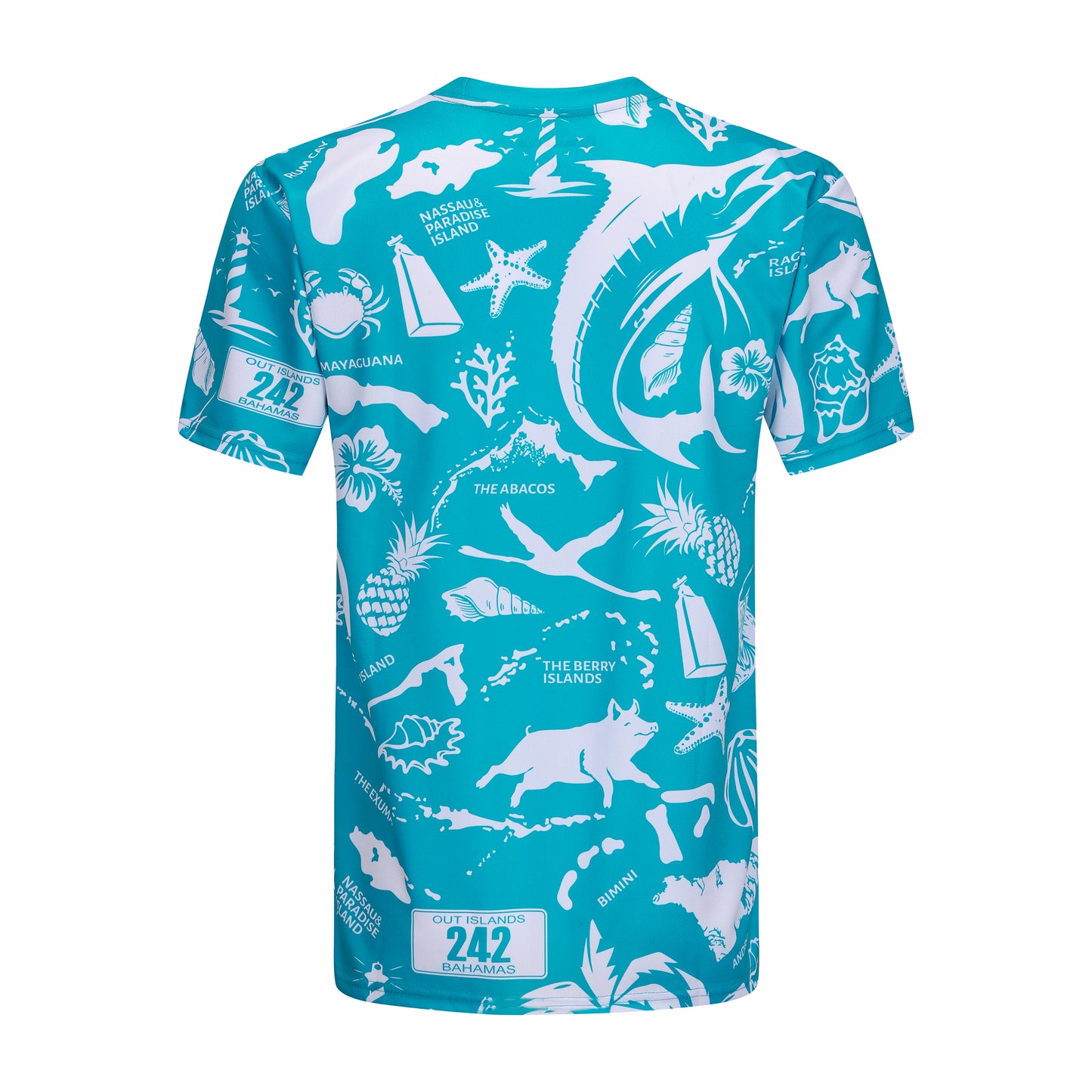 The Paradise Club Crewneck Tee - Aqua/White