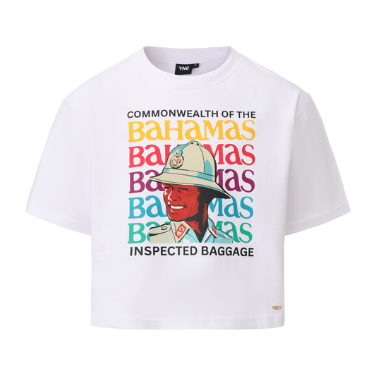 The Cleared & Stamped Female Cropped Tee - White