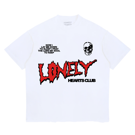 Lonely Hearts Club Now I Lay Me Down Premium Tee - White