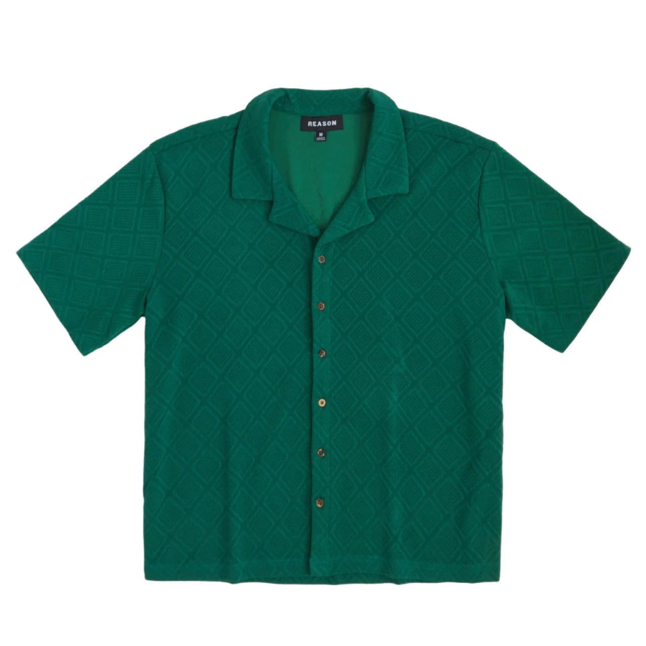Reason Jacquard Textured Knit Button Down Shirt - Green