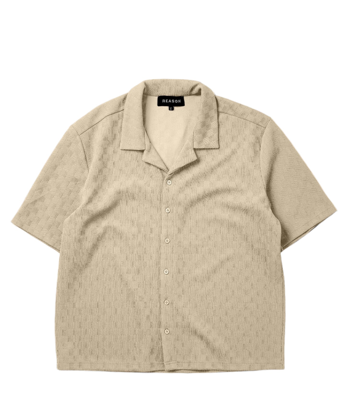 Reason Textured Knit Boxy Shirt - Cream