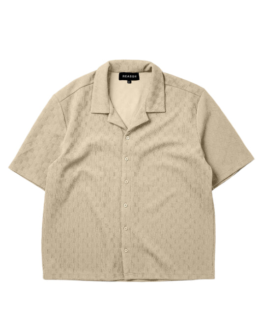 Reason Textured Knit Boxy Shirt - Cream