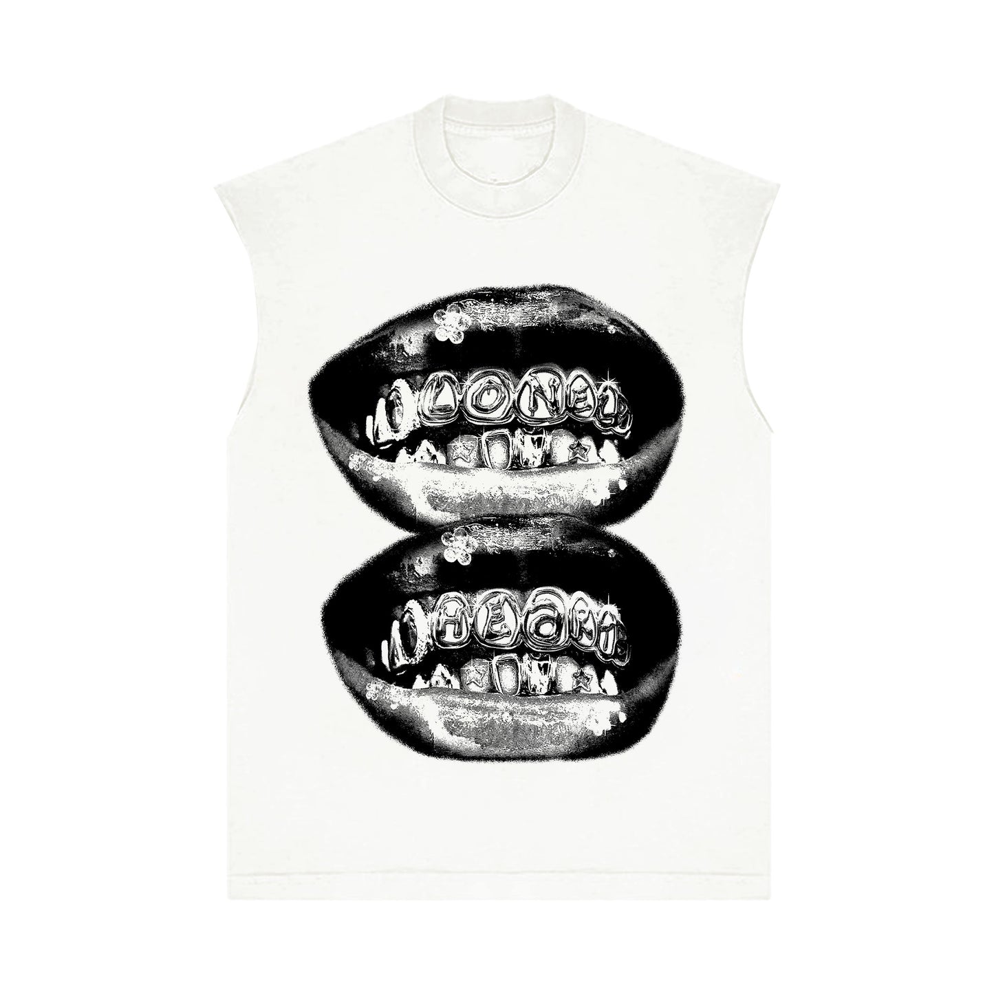 Lonely Hearts Club Lonely Grillz Sleeveless Tee - Off White