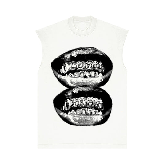 Lonely Hearts Club Lonely Grillz Sleeveless Tee - Off White