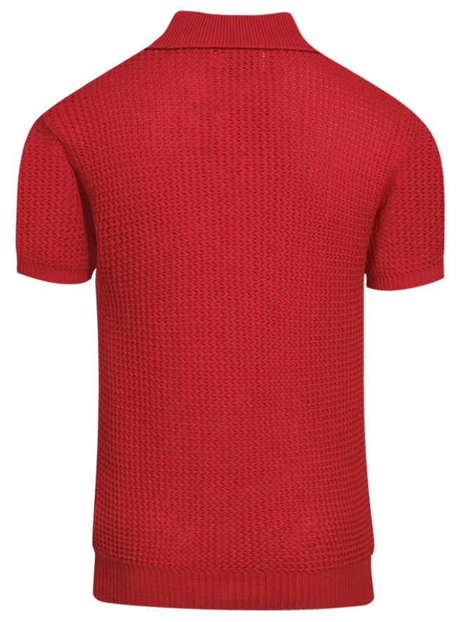 The Premium Mykonos Mesh Knit Polo - Red