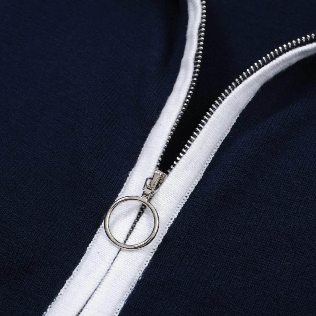 The Premium Oxford Knit Zip Polo - Navy